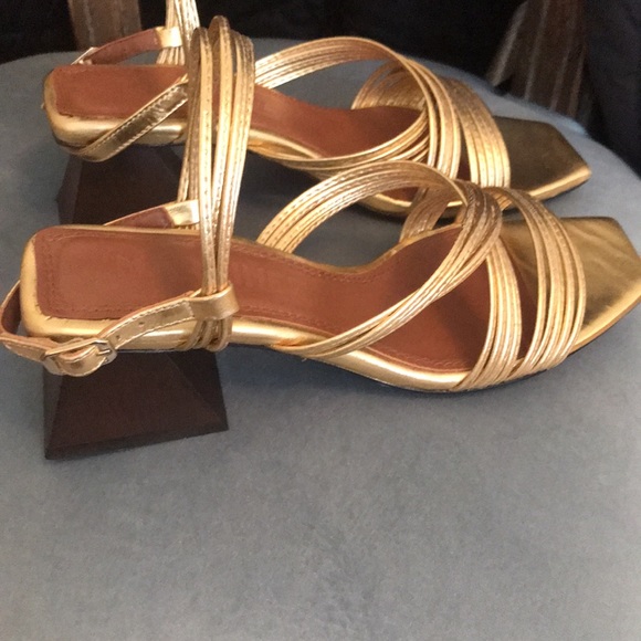 Souliers Martinez Penelope 55 Metallic Leather Slingback Sandals - Picture 2 of 9